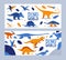 Dino world banner, children book, prehistoric animals vector illustration