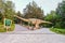 Dinopark of Belgorod city. Seismosaur Diplodocus hallorum - robotic dinosaur statue near