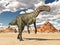 Dinosaur Altirhinus in a desert landscape
