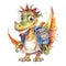 Dinosaur Backpack Student School Watercolor Sublimation Clipart