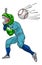 Dinosaur Baseball Player Mascot Swinging Bat