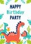 Dinosaur Birthday Party Invitation. Vector