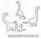 Dinosaur Brachiosaurus Cartoon Vector Illustration Monochrome