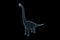 Dinosaur Brachiosaurus in Hologram Wireframe Style. Nice 3D Rendering