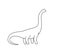 Dinosaur, brachiosaurus silhouette, line vector