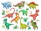 Dinosaur cartoon characters and baby dino animals