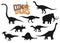 Dinosaur character silhouettes, dino baby and egg