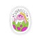 Dinosaur childish patch badge, cute cartoon animal sticker hand drawn vector Illustration on a white background