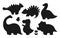 Dinosaur childish silhouette set reptile stamp stencil dino contour characte print design vector