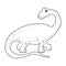 Dinosaur colouring page. Cute dinosaur coloring page. Cartoon dinosaur colouring page