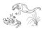 Dinosaur, Cretaceous, line illustration for coloring. Coloring book for adults and children. prehistoric period.