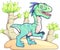 Dinosaur cute prehistoric velociraptor, funny illustration