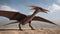 dinosaur in the desert The Pteranodon Pterodactyl was a noble creature that walked in the epic world,