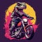 Dinosaur driving a motorcycle in the summer Generative AI