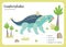 Dinosaur Fact Flash Cards - Dinosaur Names Corresponding to the English Alphabet. Vector illustration. Herbivore set. Dinosaur