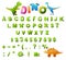 Dinosaur font typeface, cartoon dino alphabet