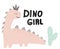 Dinosaur girl vector print in scandinavian style. chldish illustration for t shirt, kids fashion, fabric