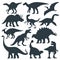 Dinosaur grafic hand drawn silhouette illustration set