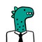 Dinosaur green head businessman hand drawn illustration