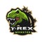 Dinosaur head logo, emblem. T-rex monster.