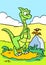 Dinosaur herbivore green talking pterodactyl illustration cartoon