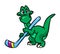 Dinosaur hockey player cartoon