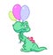 Dinosaur holiday balloons cartoon illustration