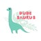 Dinosaur icon diplodocus in flat style for designing dino party, children holiday, dinosaurus related materials. For