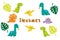 Dinosaur icons in flat style for designing dino party, children holiday, dinosaurus related materials