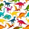 Dinosaur, jurassic animal monster seamless pattern