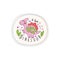 Dinosaur is love patch badge, cute cartoon pink animal sticker hand drawn vector Illustration on a white background