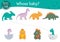 Dinosaur matching activity with cute characters. Prehistoric puzzle with Stegosaurus, Diplodocus. Match mother and child printable