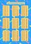 Dinosaur pattern and multiplication table. Columns on a blue background with silhouettes of dino