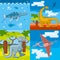 Dinosaur prehistoric concept backgrounds set