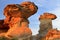 Dinosaur Provincial Park with Evening Light on Mushroom Hoodoos, Alberta, Canada