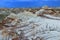 Dinosaur Provincial Park, UNESCO World Heritage Site, Thunderstorm behind Badlands Erosion at Valley of the Moon, Alberta, Canada