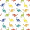 Dinosaur seamless pattern. Reptilia blue, yellow, red, green animal object isolated