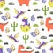 Dinosaur Seamless Pattern Vector Illustration