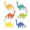 Dinosaur set. Reptilia blue, yellow, red, green animal object isolated for web, for print, for sticker, for emoji