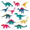 Dinosaur set. Vector colorful flat illustration. Cute dino collection, kids design elements isolated on white background