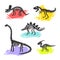 Dinosaur skeleton set diplodocus, triceratops, t-rex, stegosaurus, parasaurolophus.