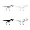 Dinosaur skeleton tyrannosaurus rex bones silhouettes set icon grey black color vector illustration image solid fill outline