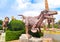 Dinosaur statue and ancient animal statue at Nong Nooch Tropical Botanical Garden, Chonburi Province of Thailand