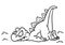 Dinosaur Stegosaurus asleep coloring page cartoon Illustrations