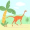 The dinosaur Struthiomimus. Fast predatory dinosaur children`s illustration