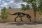 Dinosaur themed objects in downtown Drumheller