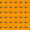 dinosaur toy with open mouth on a vivid orange background seamless pattern