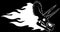 Dinosaur Triceratops Skull in white line on black background