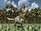 Dinosaur Tyrannosaurus Rex in the rainforest