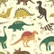 Dinosaur vintage color seamless pattern vector.